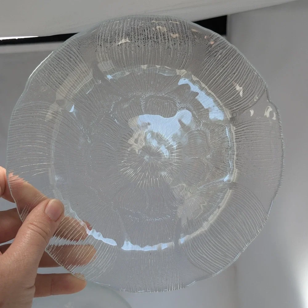 Arcoroc France Fleur Glass Salad Dessert Plates Set of 5 Clear Floral 7.5 Inch